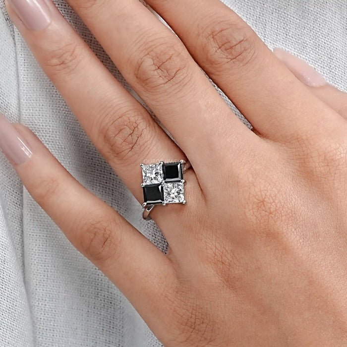 Princess Cut Black Diamond Anniversary Rings 