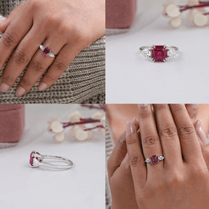 Ruby And Diamond Three Stone Ring