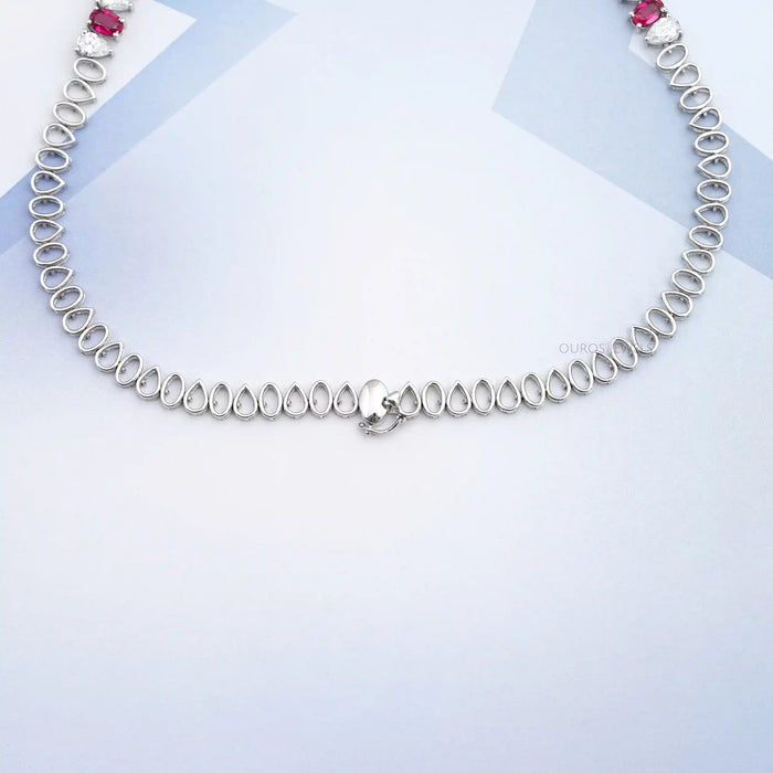 Ruby Gemstone & Lab Grown Diamond Necklace