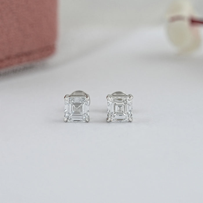 Asscher Cut Lab Grown Diamond Stud Earrings