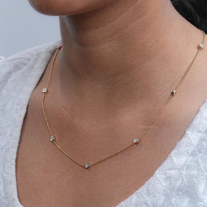 Round Lab Grown Diamond By Yard Necklace