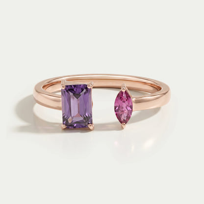 Marquise and Emerald Cut Gemstone Open Ring