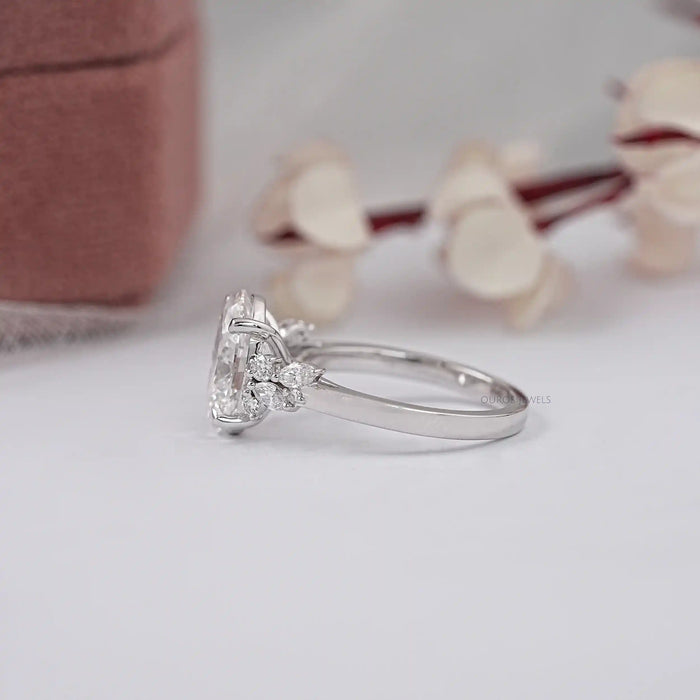 Oval Cluster Diamond Engagement Ring