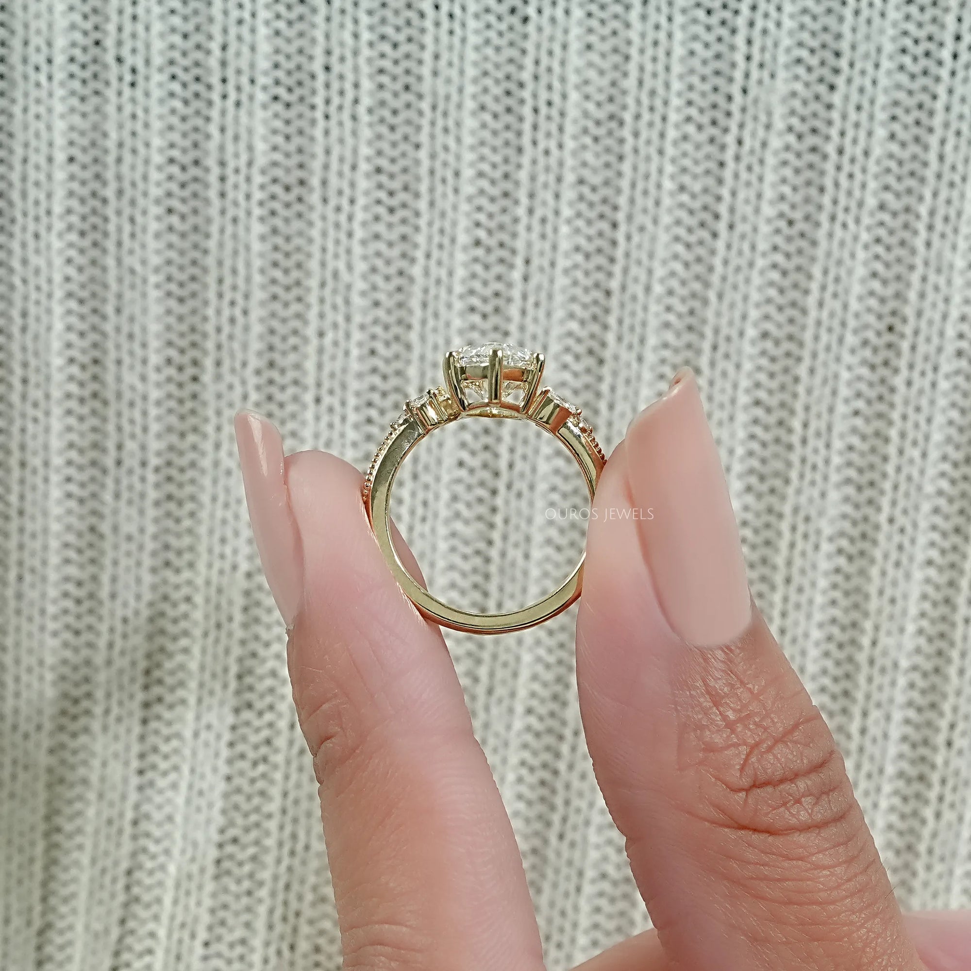 Marquise Cut Accent Diamond Engagement Ring Ring