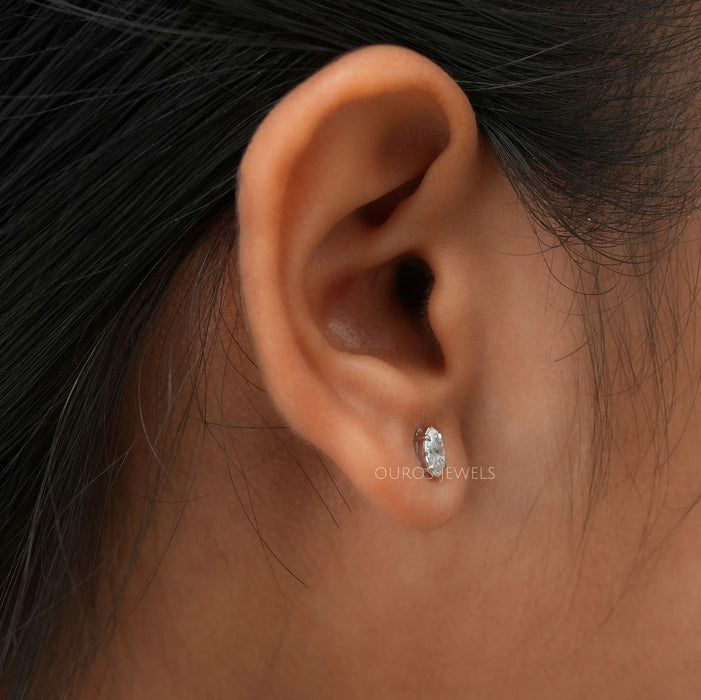 Marquise Cut Lab Grown Diamond Stud Earrings