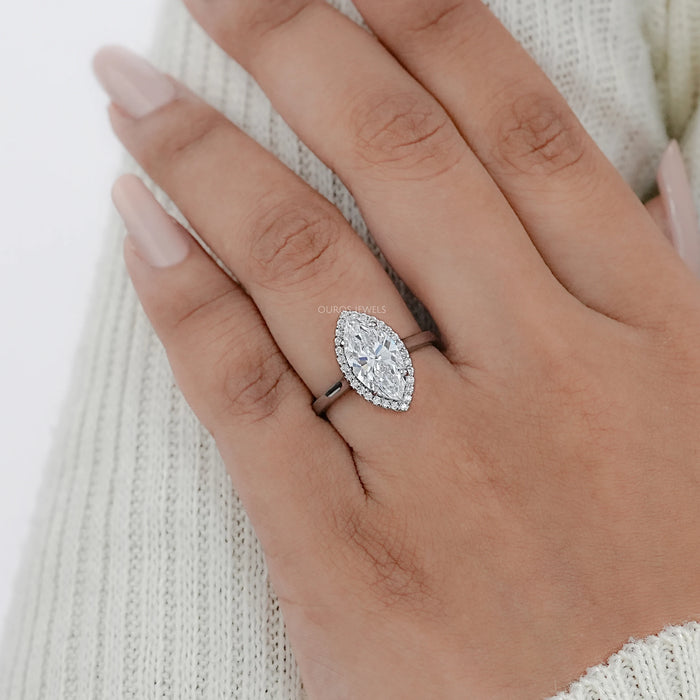 Marquise Diamond Halo Solitaire Engagement Ring
