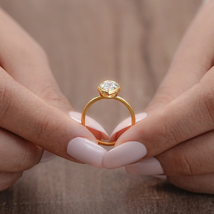 Marquise Lab Diamond Bezel Set Engagement Ring