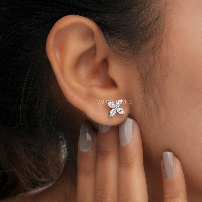 marquise diamond cluster earrings