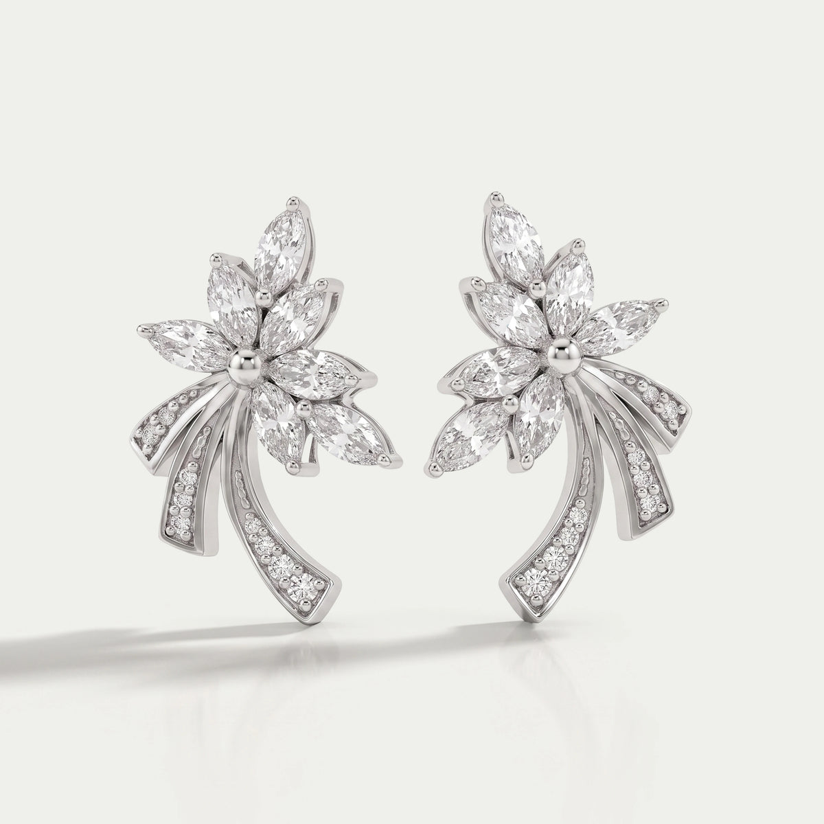Marquise-Cut Cluster Diamond Earrings 