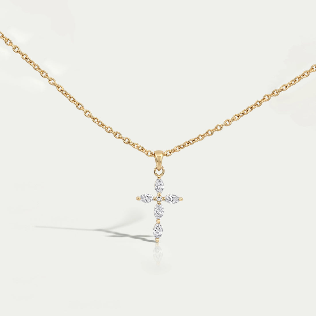 Marquise Cut Lab Grown Diamond Cross Pendant Necklaces
