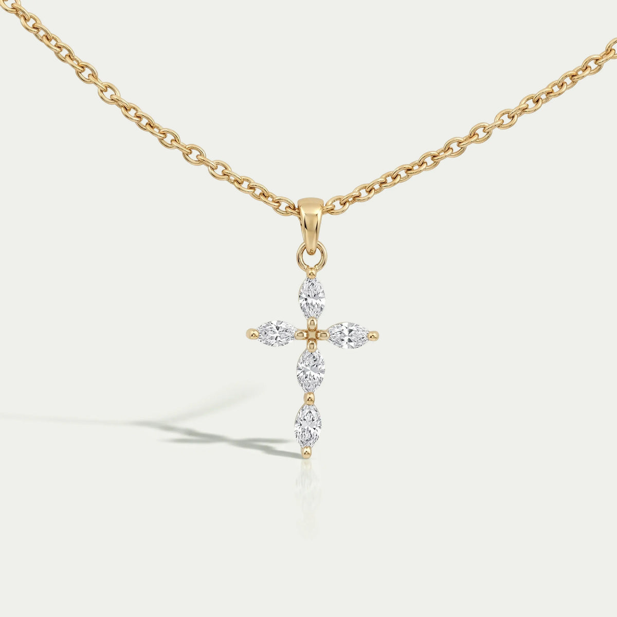 Marquise Cut Lab Grown Diamond Cross Pendant 