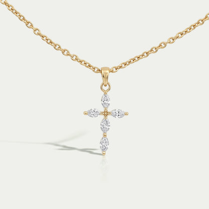 Marquise Cut Lab Grown Diamond Cross Pendant 