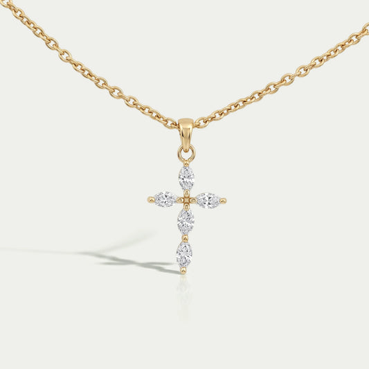 Marquise Cut Lab Grown Diamond Cross Pendant 