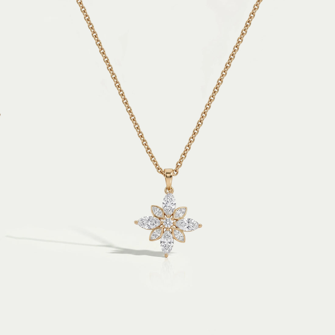 Marquise Cut Bezel Set Cluster Diamond Pendant Necklaces