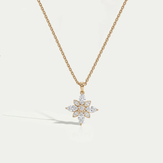 Marquise Cut Bezel Set Cluster Diamond Pendant Necklaces