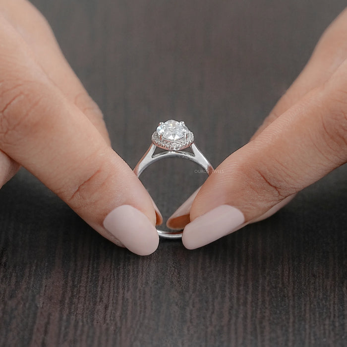 Marquise Diamond Halo Solitaire Engagement Ring