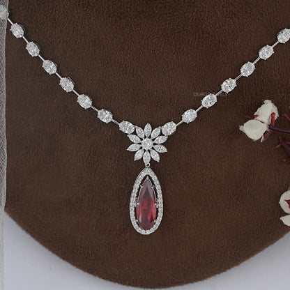 Red Ruby Pear Gemstone Bridal Necklace Necklaces