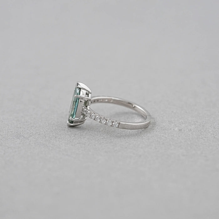 Green Marquise Lab Diamond Solitaire Accent Ring 