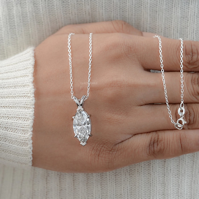 Marquise Lab Diamond Solitaire Bail Pendant