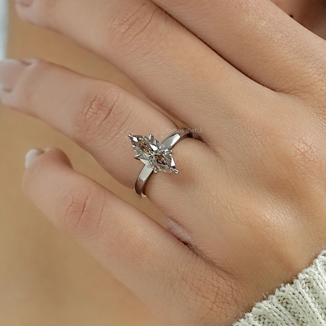 Champagne Marquise Lab Diamond Solitaire Ring Ring