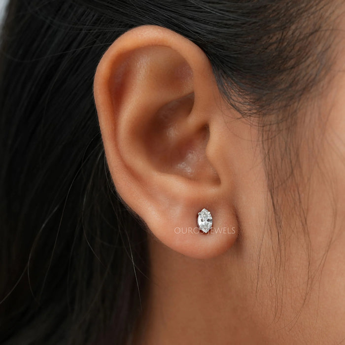 Marquise Cut Lab Grown Diamond Stud Earrings
