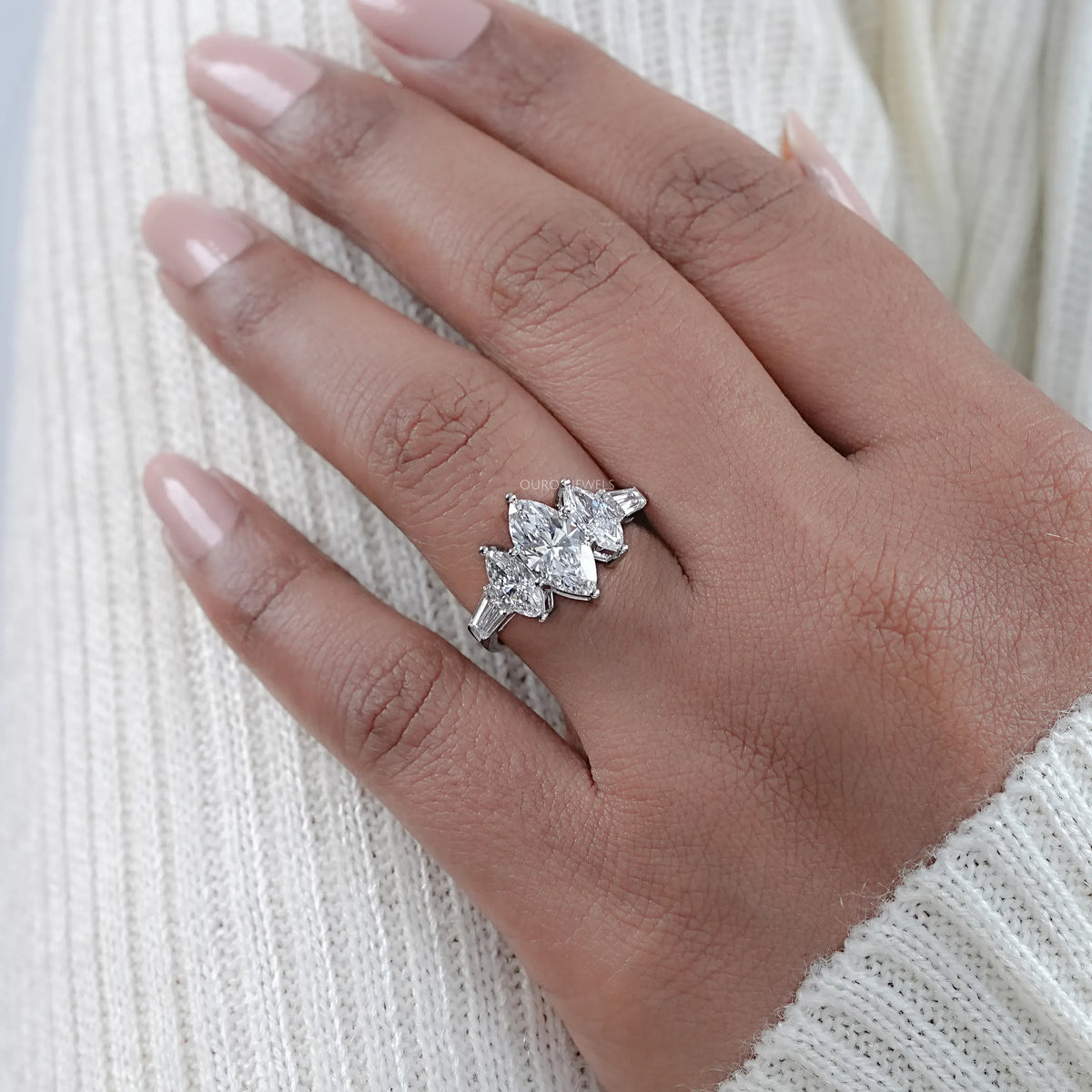 Five Stone Marquise Lab Diamond Engagement Ring