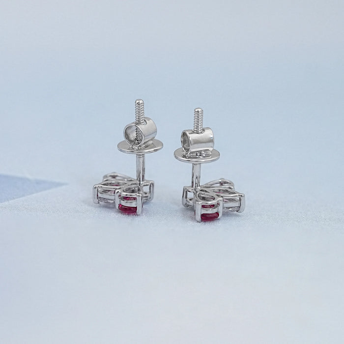 Ruby Pear And Marquise Lab Diamond Stud Earrings