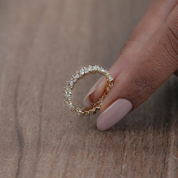 Marquise And Round Diamond Eternity Wedding Band 