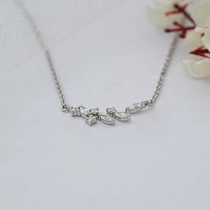 Round and Marquise Cut Diamond Leaf Pendant