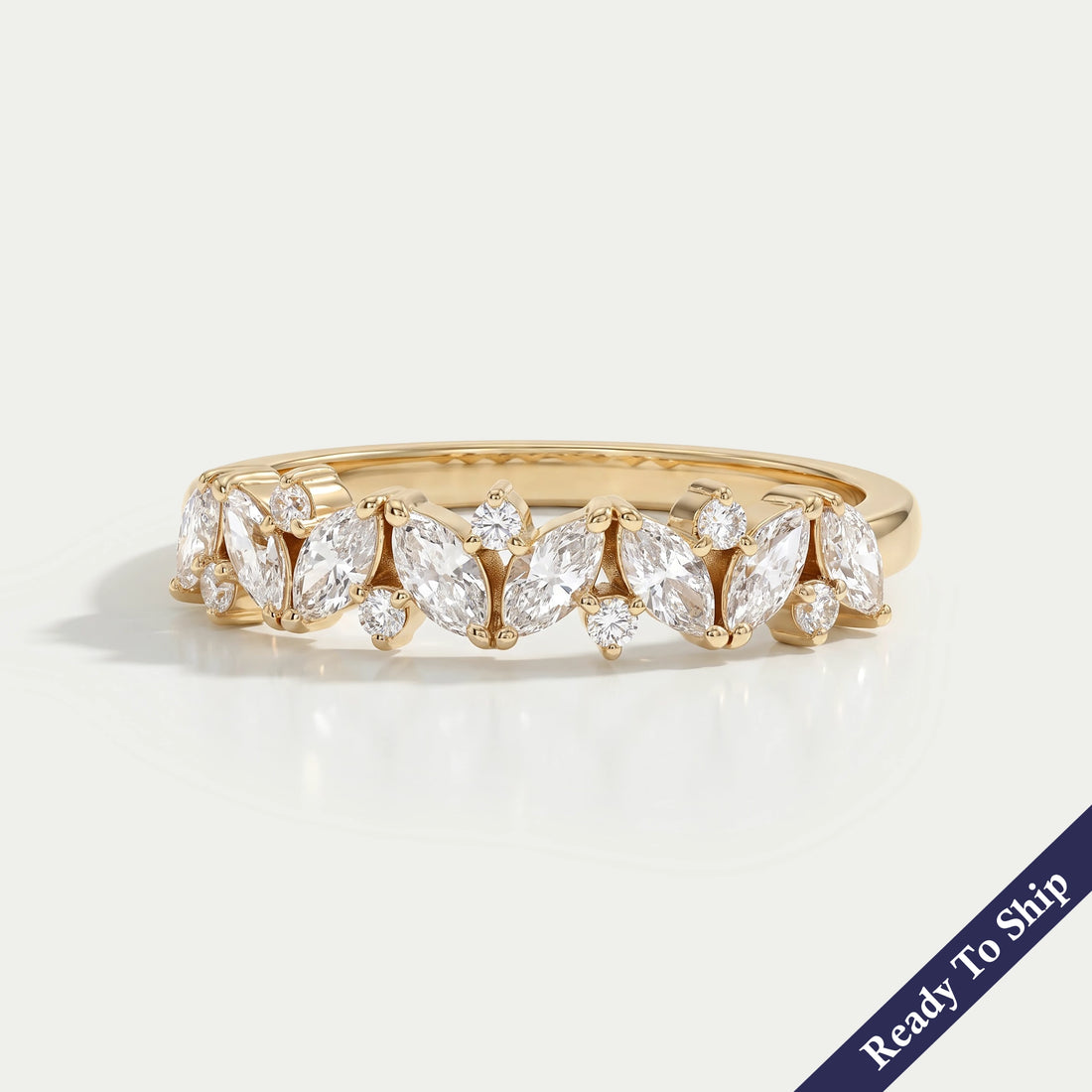 Marquise And Round Lab Diamond Dainty Ring Ring
