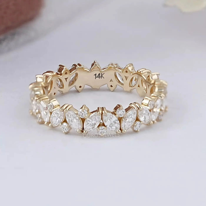 Marquise And Round Diamond Eternity Wedding Band 