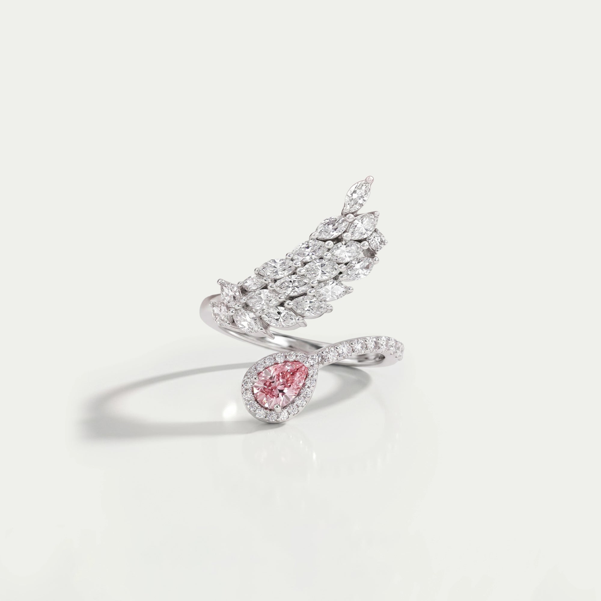 Marquise & Pear Cut Leaves Bypass Ring