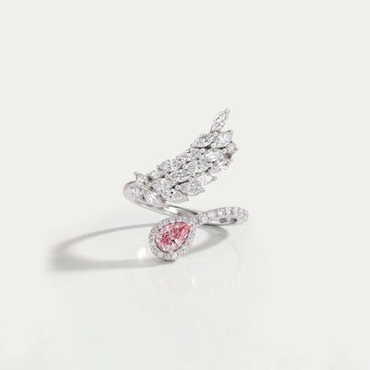 Marquise & Pear Cut Leaves Bypass Ring