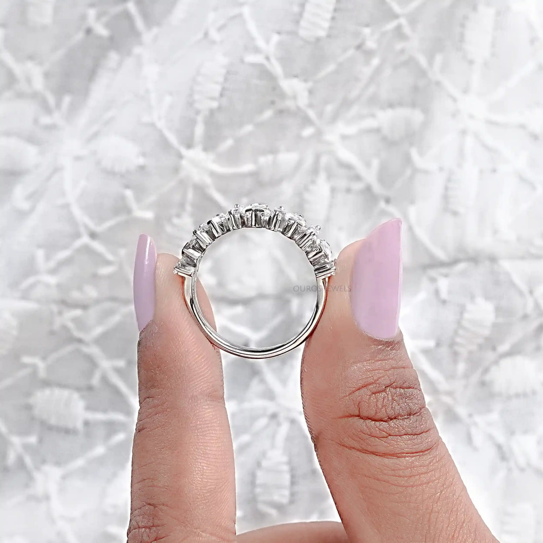 Marquise And Tapered Baguette Diamond Half Eternity Band Ring