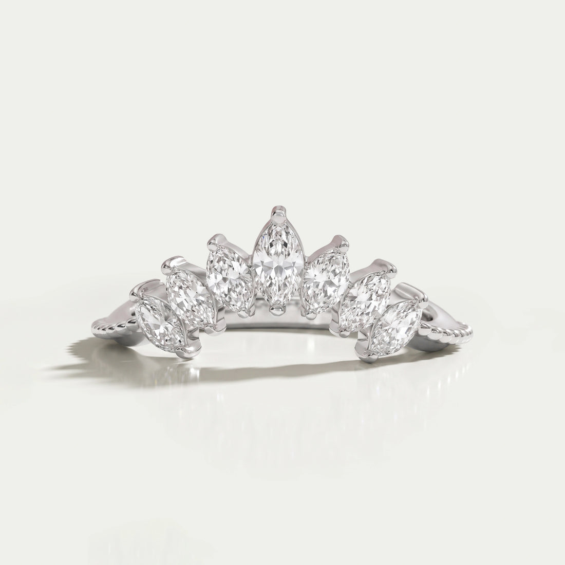 Marquise Cut Curved Stackable Band Rings