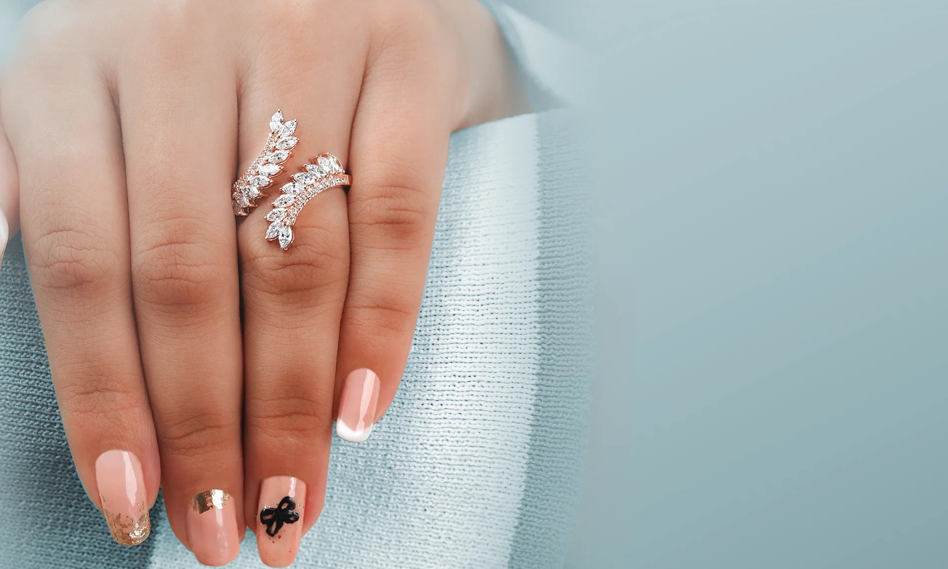 Image showing Three luxurious lab-grown diamond cocktail ring