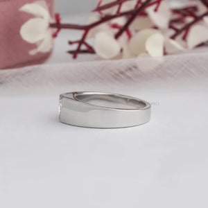 mens wedding band in white gold 