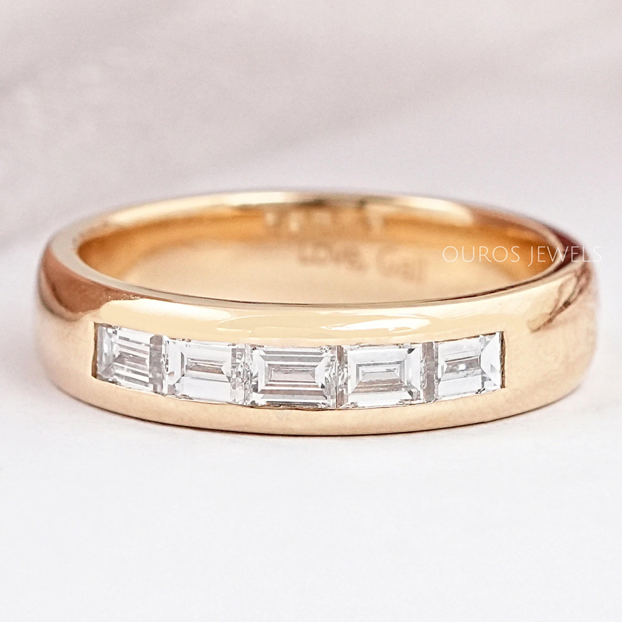 Men's Baguette Wedding Band -Channel Setting