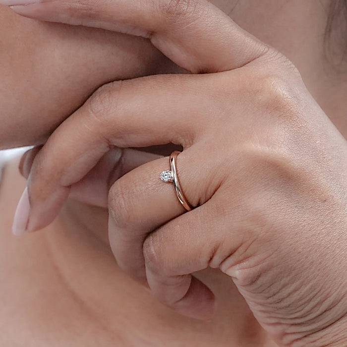 Round Lab Diamond  Solitaire Engagement  Ring