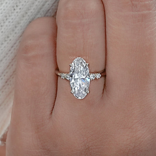 Moval Cut Accent Diamond Engagement Ring