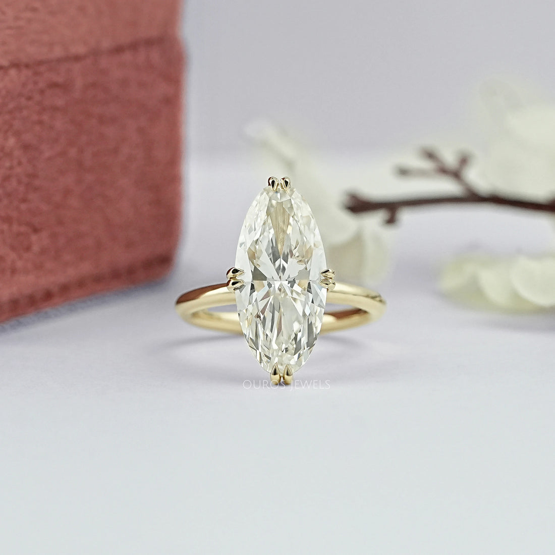 Moval Cut Lab Diamond Hidden Halo Ring Ring