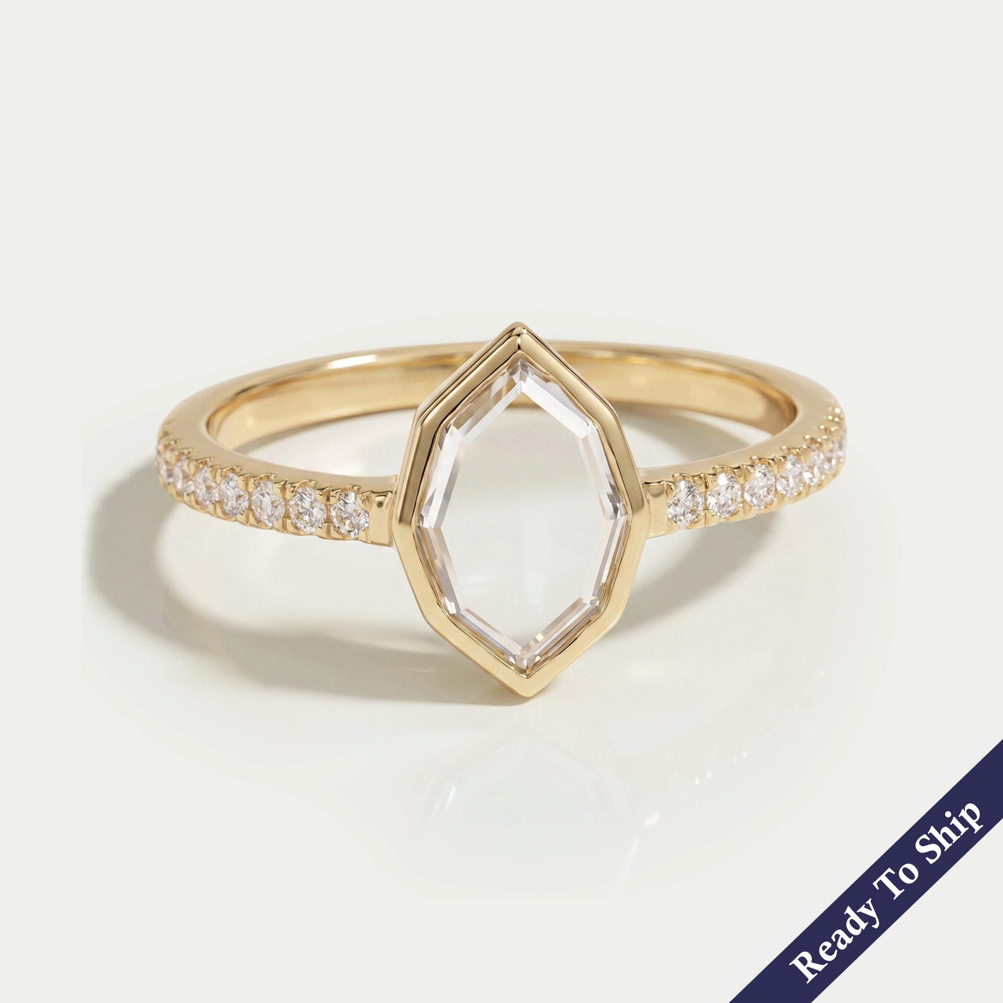 Moval Cut Solitaire Accent Diamond Ring