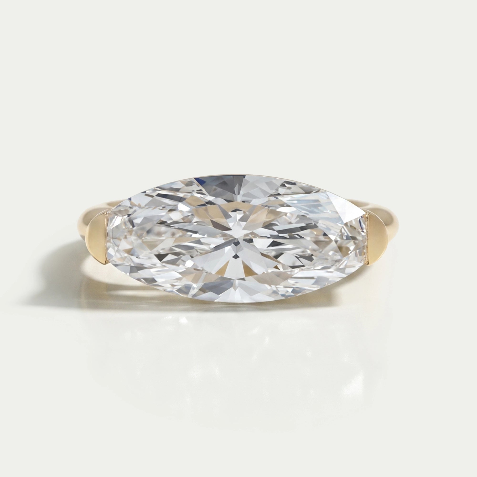 Moval Cut Accent Diamond Engagement Ring 