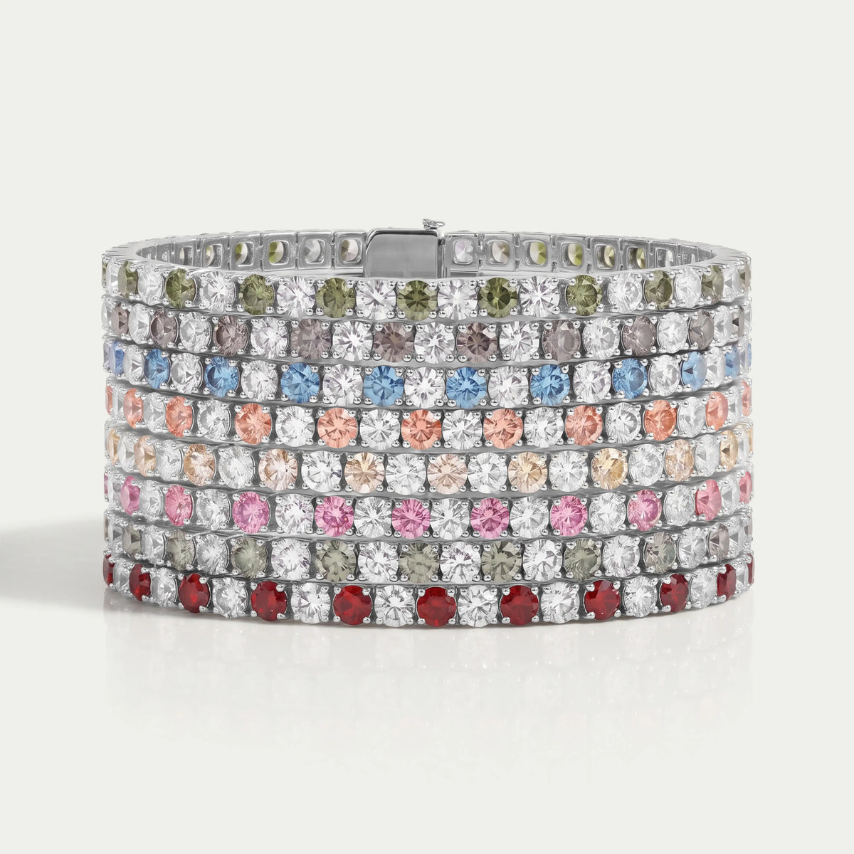 Fancy Colored Round Diamond Tennis Bracelet