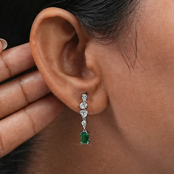 Emerald Gemstone Dangle Drop Earrings