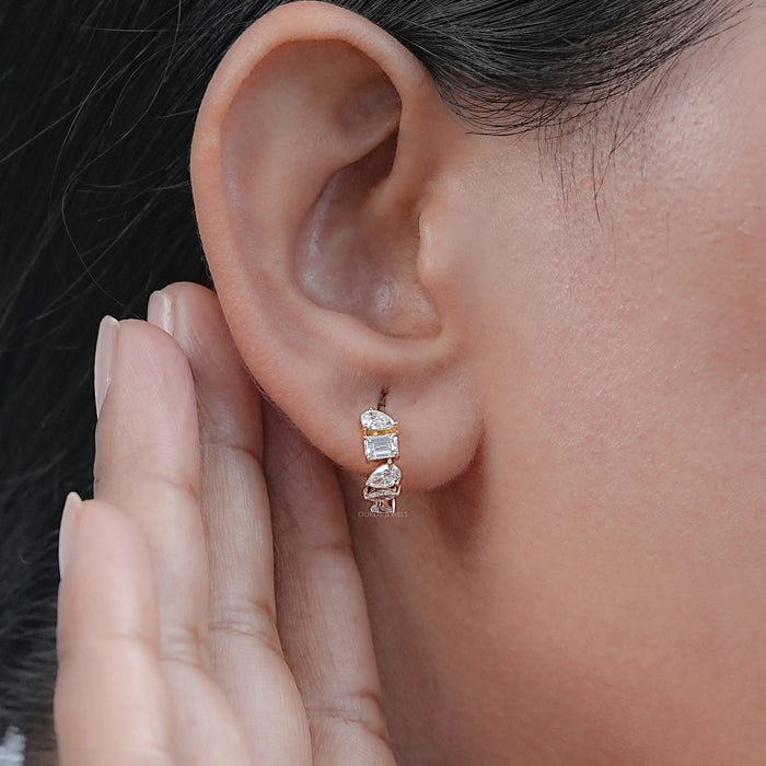 Multi Shape Lab Diamond Hoops Earrings