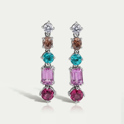 Multi Shape And Gemstone Dangle Drop Earrings