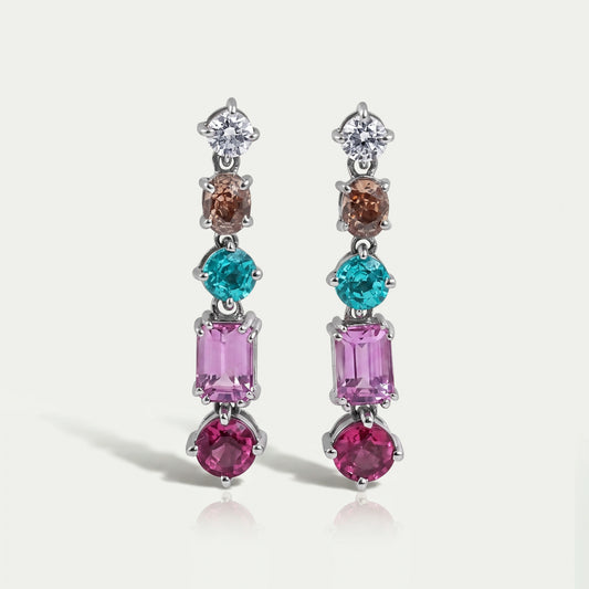 Multi Shape And Gemstone Dangle Drop Earrings Earrings
