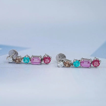 Multi Shape And Gemstone Dangle Drop Earrings Earrings