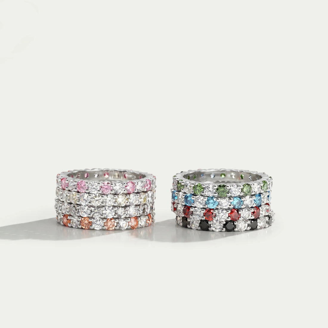 Multi Color Round Lab Diamond Wedding Bands Ring